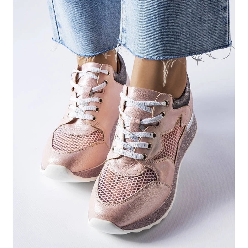 D/GMR L'Angelier rosa glänsande sneakers