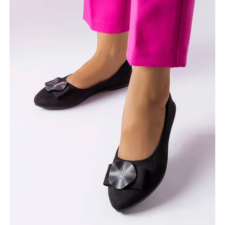 D/GMR Svarta ballerinor dekorerade med Rémy-rhinestones