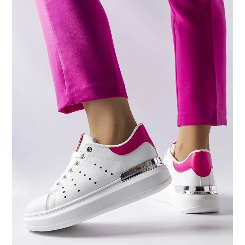D/GMR Vita sneakers med färgad Chalut-perforering rosa