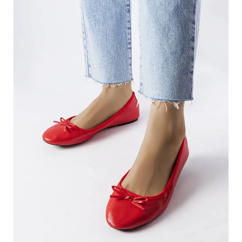 D/GMR Röda ballerinor med rosett från Vaillancour