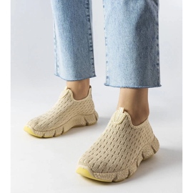 D/GMR Ljusbeiga sport slip-on sneakers från Obenor beige