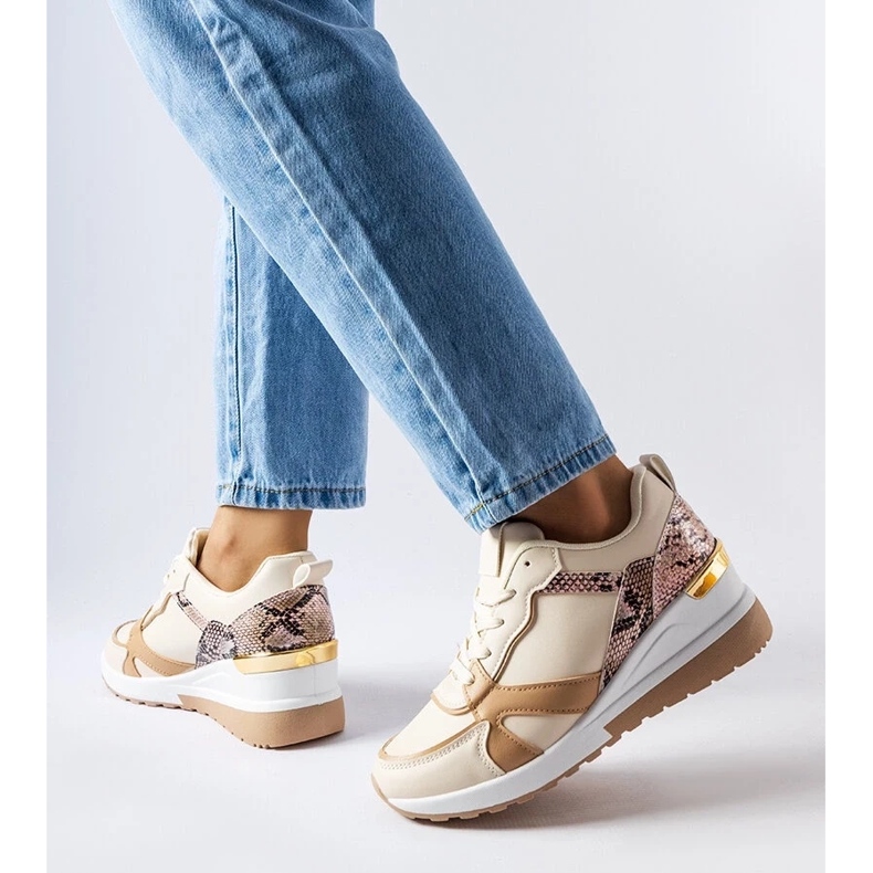 D/GMR Beige wedge sneakers från Leopoldo