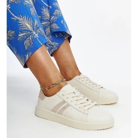 D/GMR Camilla sneakers i beige läder med snörning