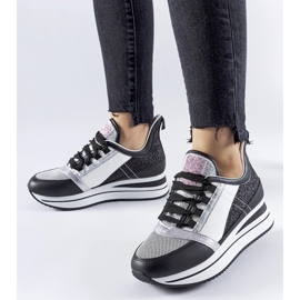 D/GMR Svarta glitter sneakers på Marce-plattformen