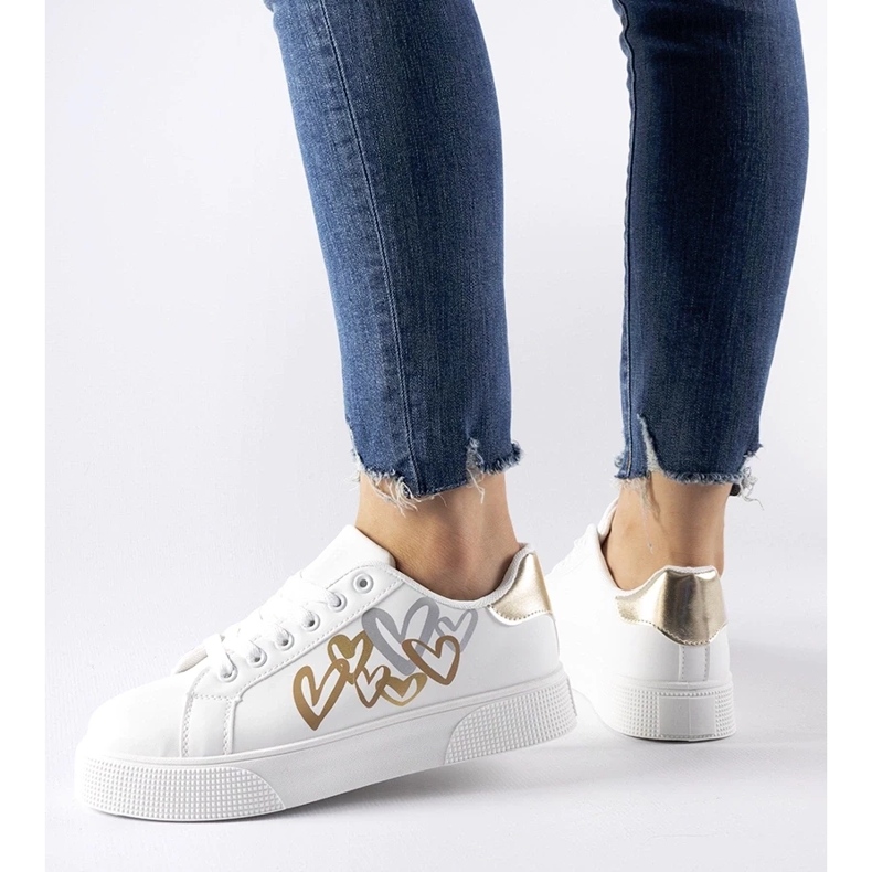 D/GMR Vita och guld sneakers på Montclair -plattformen