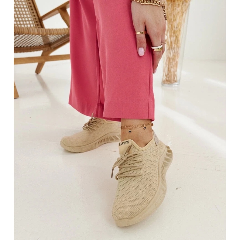 D/GMR Beige tyg sneakers Mira