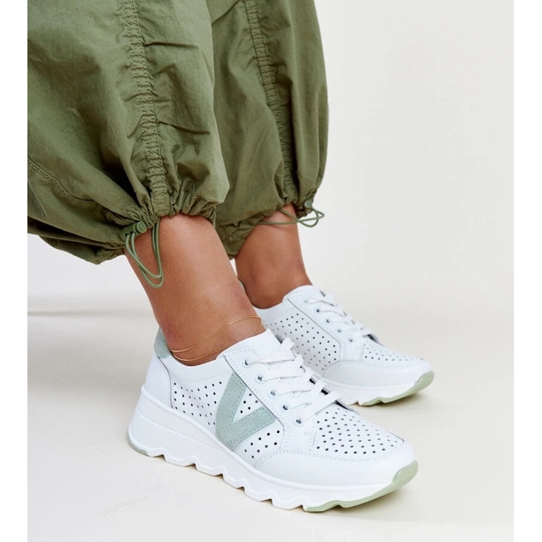 D/GMR Vinceza genombrutna sneakers i vitt läder