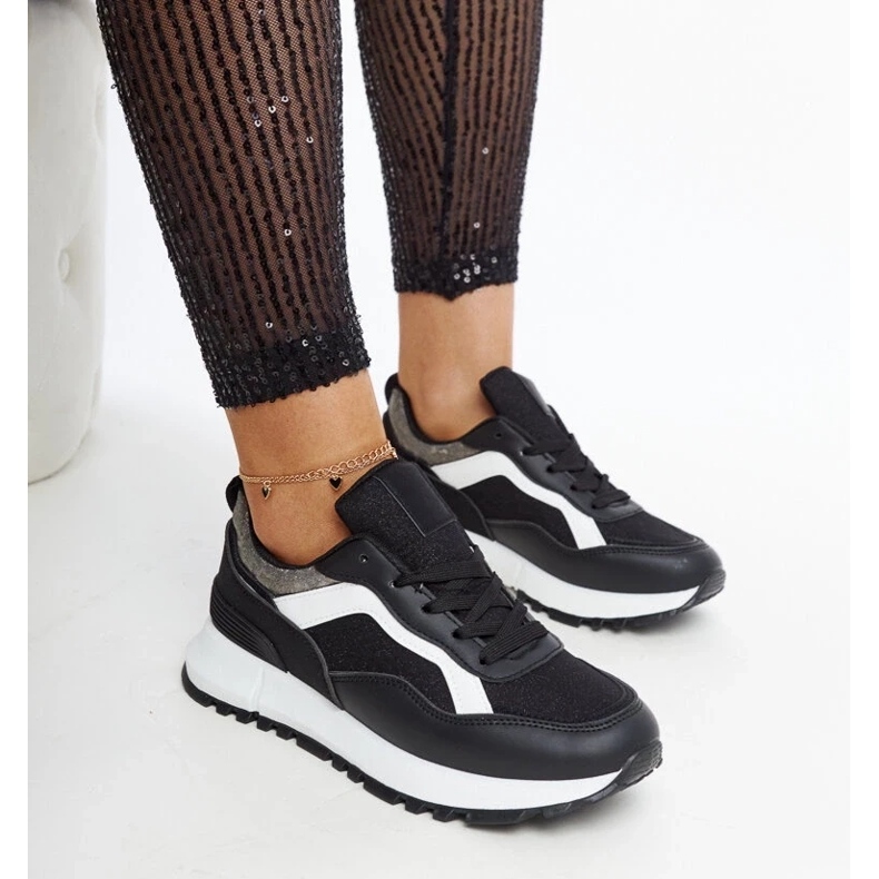 D/GMR Svarta platåsneakers med Evelia glitter