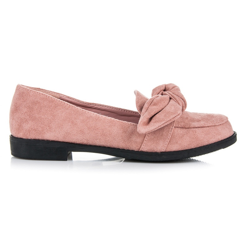 Ideal Shoes Brogues i mocka med rosett rosa