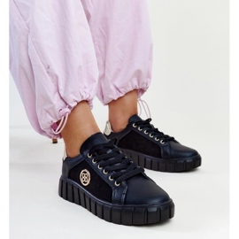 Svarta lädersneakers med massiv Viera-sula