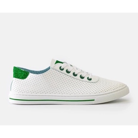 Kvinnors vita perforerade sneakers spets -up sneakers