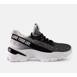 D/CEO Vita och gråa glänsande massiva sneakers från Senai svart