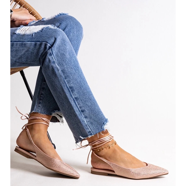 D/CEO Safina spetsrosa balettlägenheter med strass