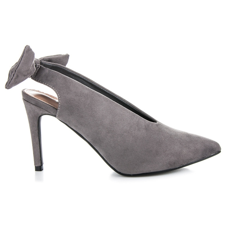 Cm Paris Pumps i mocka med rosett grå