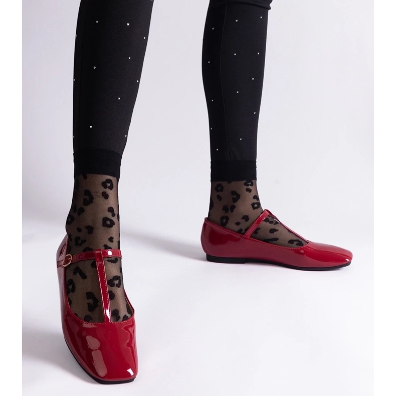 D/CEO Röda lackerade ballerinor med Marseille -bälte