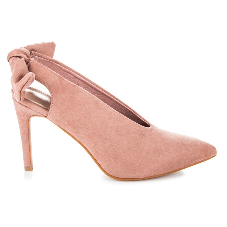 Cm Paris Pumps i mocka med rosett rosa