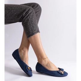 D/CEO Marinblå balettlägenheter dekorerade med en Esdras rosett och brosch