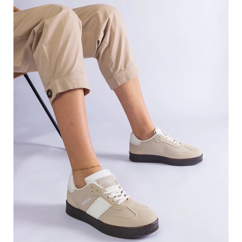 D/CEO Beige plattformssneakers med Puente-sömmar