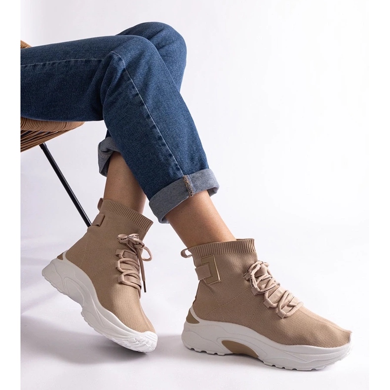 D/CEO Beige sneakers med elastisk ovandel från Arredon