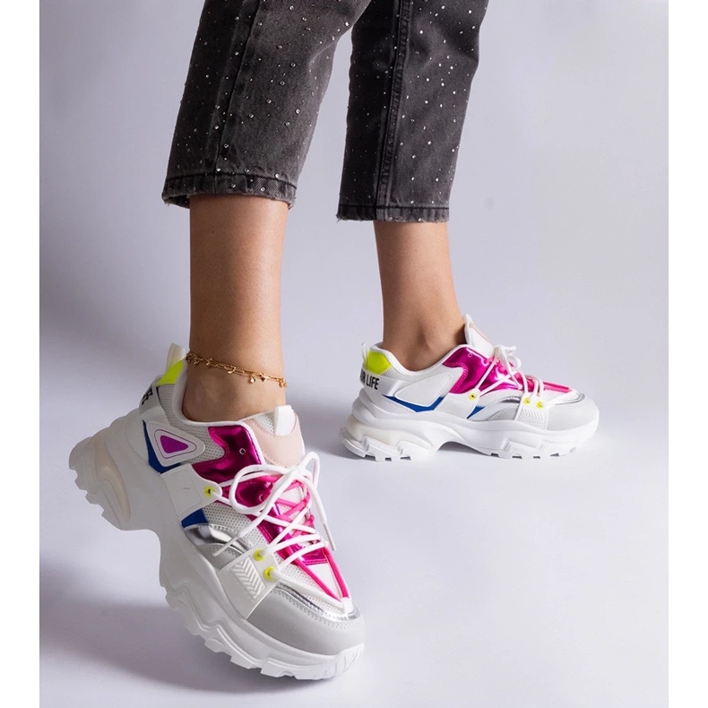 D/CEO Vita och rosa Sulamita sportsneakers