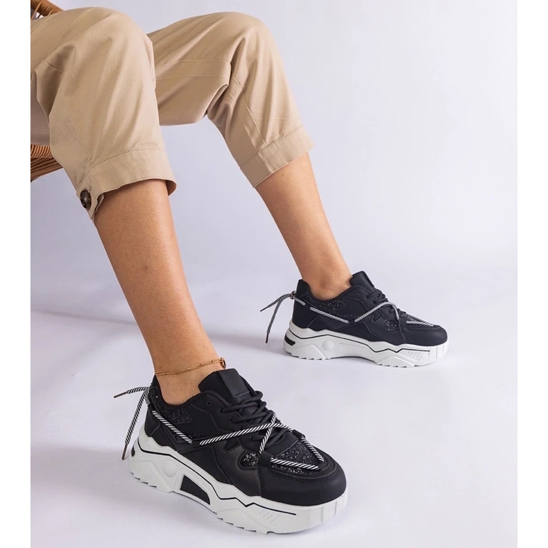 D/CEO Svarta damsneakers med agarglitter