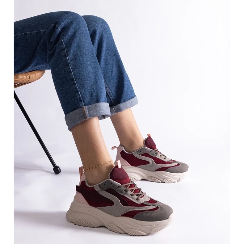 D/CEO Rödbruna och gråa Milenka-sneakers för kvinnor