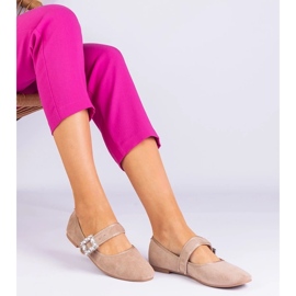 D/CEO Beige Ballerinas dekorerad med ett spänne med Demetra -kristaller