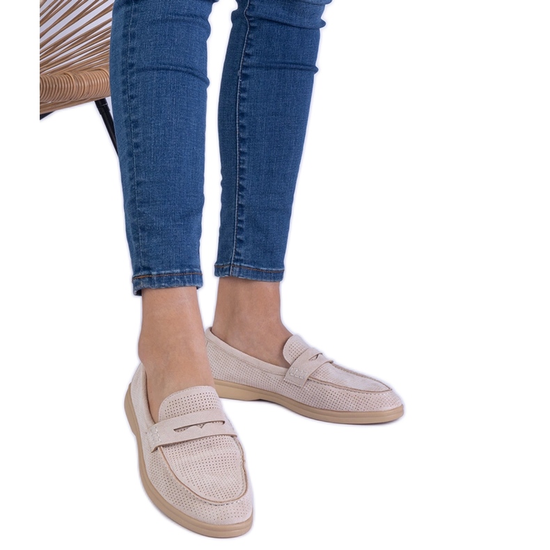 Beige Classic OpenWork Loafers från Ekozamsz