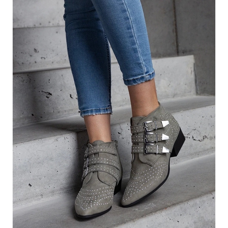 D/CEO Gröna dekorativa lågklackade ankelboots Forever