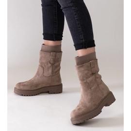 D/CEO Beige slip-on ankelboots med en Ralia-strumpa