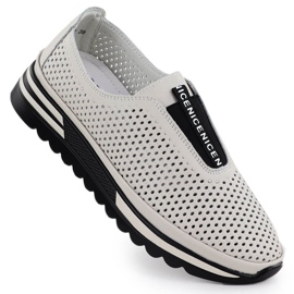 S.Barski Women's Leather Shoes, OpenWork Beige S. Barski LR51-672