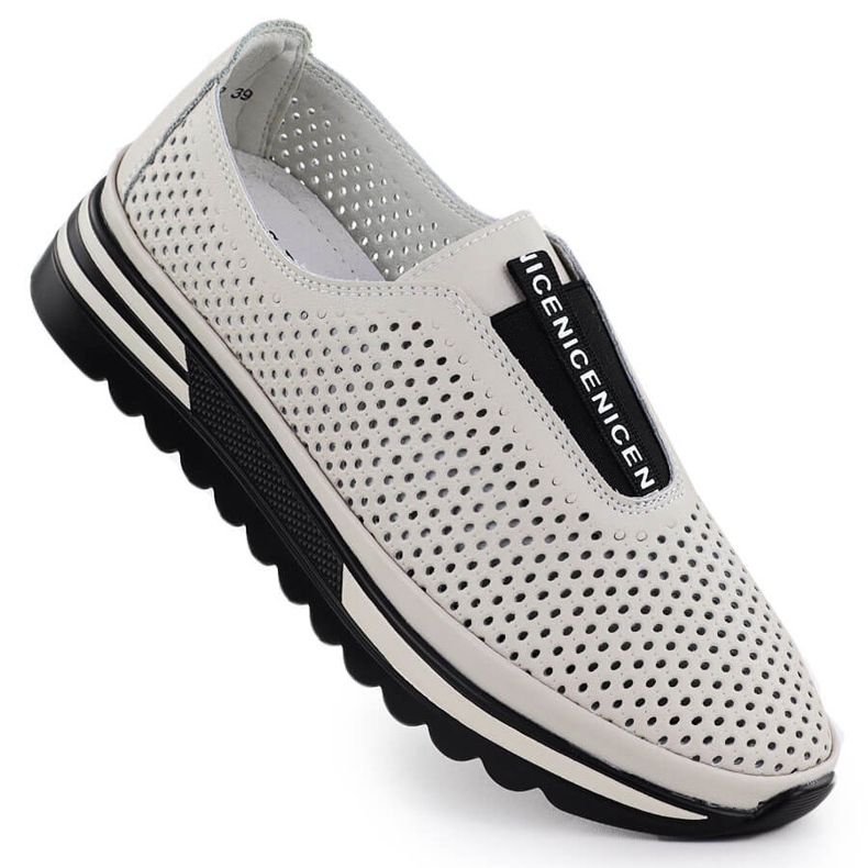 S.Barski Women's Leather Shoes, OpenWork Beige S. Barski LR51-672