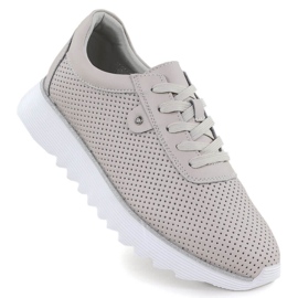 S.Barski Kvinnors läderskor på OpenWork-plattformen Beige S. Barski LR51-629