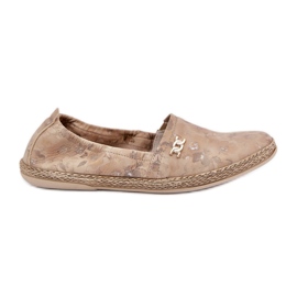 Elegant mocka Espadrilles med kvinnors blommor Zazoo 10177 Beige