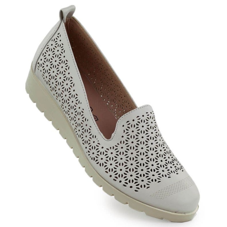 M.Daszyński Skor på M. Daszyński MR1628-20 i blommor grå