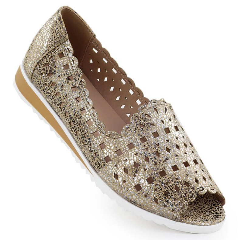 OpenWork Shoes Open Toe Jezzi Asa135-1 Guld gyllene