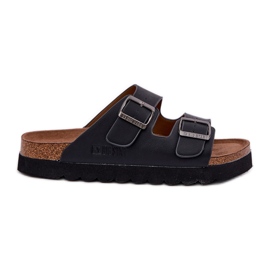 Lätt mäns tofflor med Eco Leather Buckles Big Star NN174531 Black svart