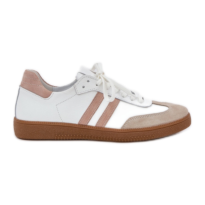 Zazoo N1068 Läder Låga kvinnors beige -sneakers