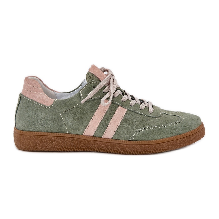 Zazoo N1068 Suede Low Women's Green Sneakers grön