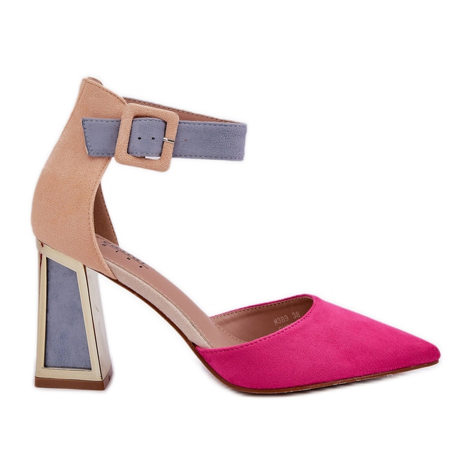 Sandaler på stolpen med spetsiga tår fuchsia rosa