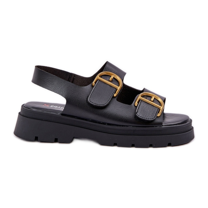 Eco lädersandaler med svarta klämmor