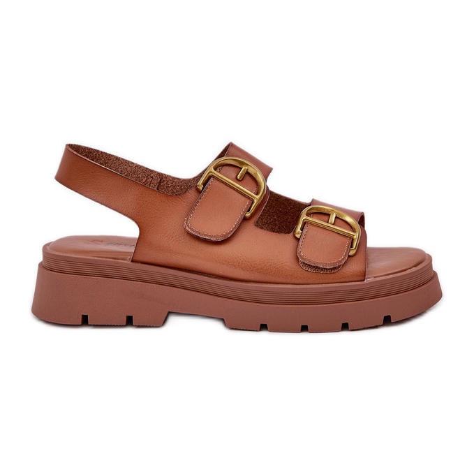 Eco lädersandaler med kamelspännen brun