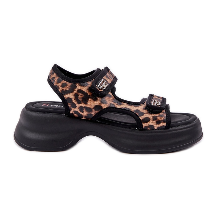 Eco Leather Light Sandals på Brown Leopard Print Platform brun