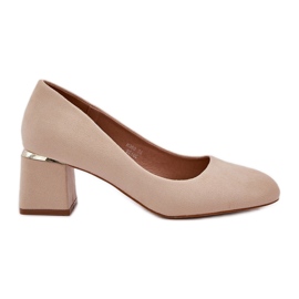 Eco Suede Pumps på stolpen beige