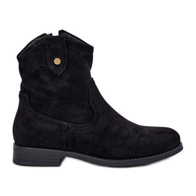 S.Barski Flat-klackade OpenWork Boots S. Barski HY51-063 Black svart