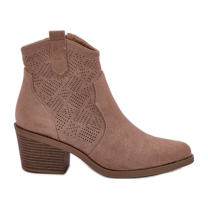 S.Barski Cowboy Boots för Eco Suede Openwork Zip beige