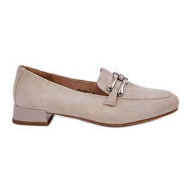 Jezzi Mockasiner med en prydnad på en delikat häl Eco Suede Light Beige