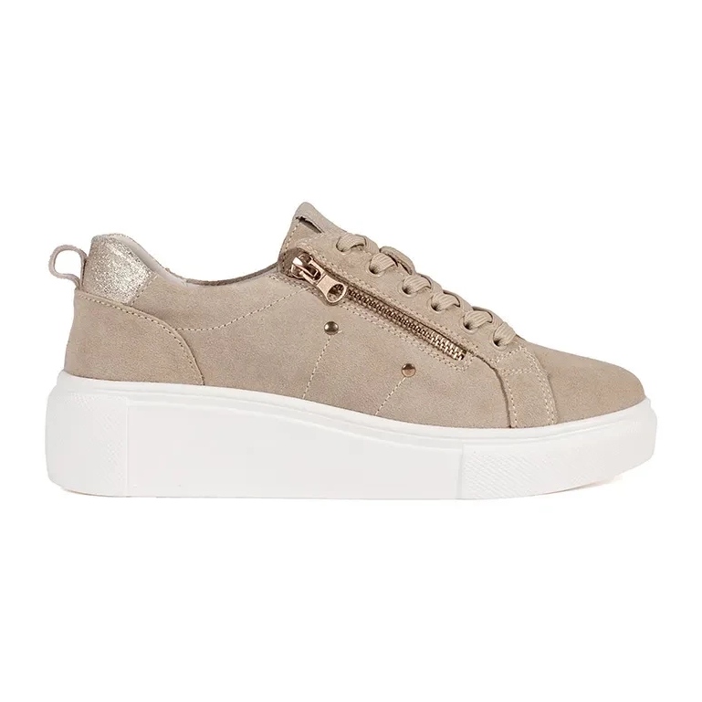 Goodin Beige sneakers med tjock sula