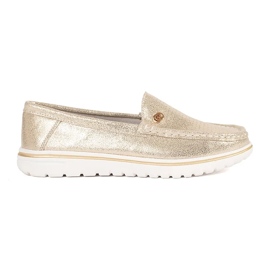 Goodin Golden Metallic Loafers gjorda av naturläder gyllene