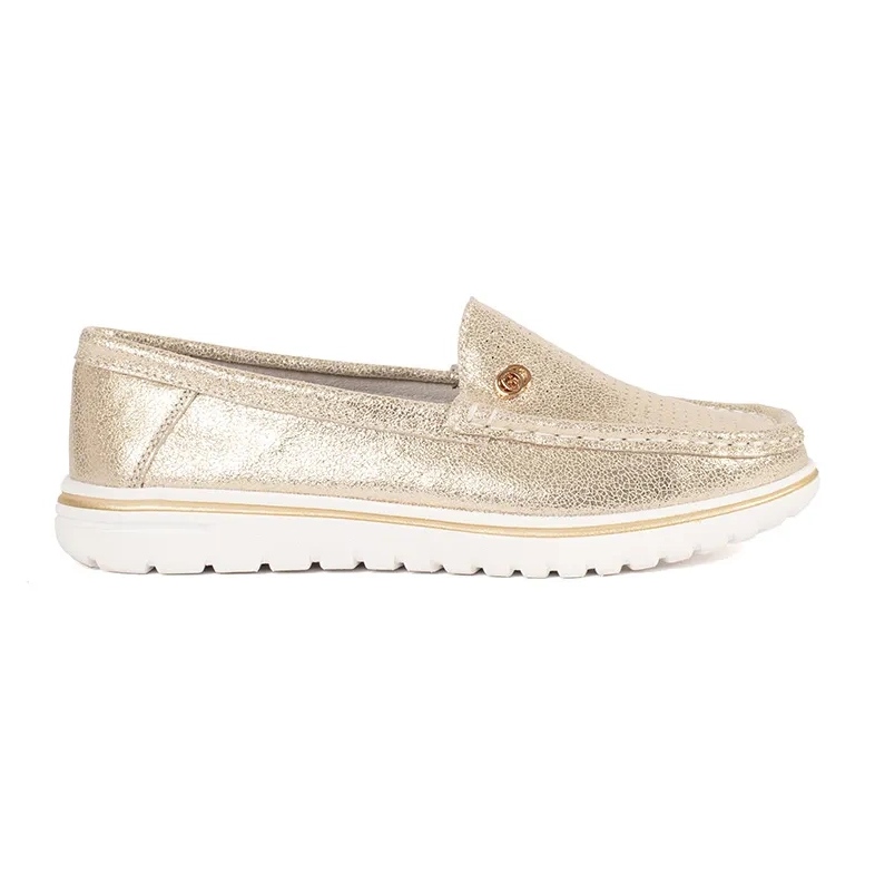 Goodin Golden Metallic Loafers gjorda av naturläder gyllene